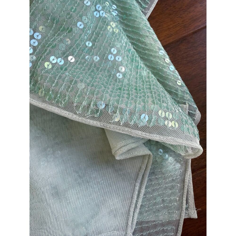 Mac Duggal NWT Sage Green Sequin One Shoulder Ruffle Cocktail Dress Size 4 - Picture 8 of 16